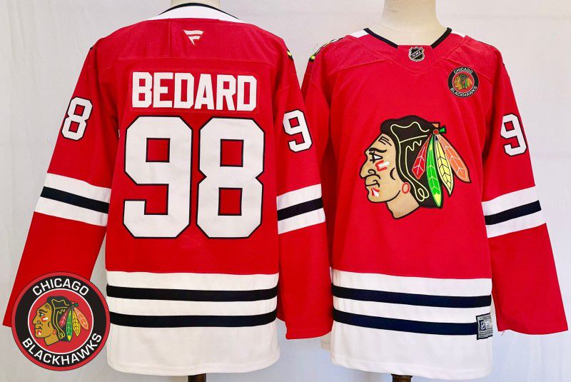 Men Chicago Blackhawks #98 Bedard Red Fanatics 2025 NHL Jersey style 5->chicago blackhawks->NHL Jersey